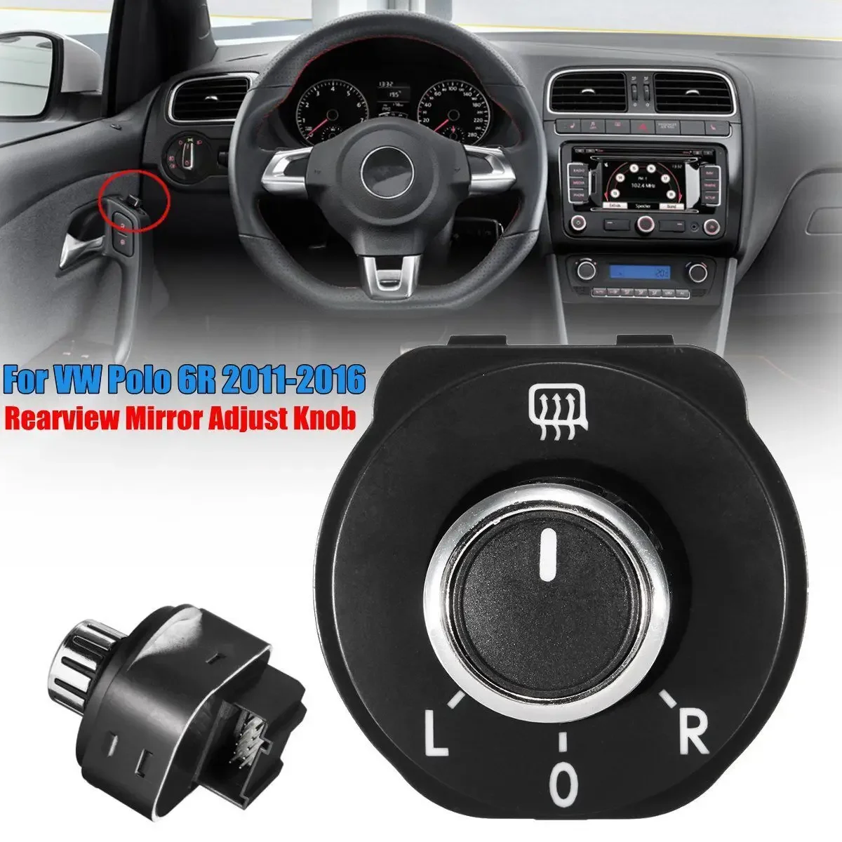 

1 шт., ручка регулировки заднего бокового зеркала автомобиля 6RD 959 565B 6RD959565B для VW для Volkswagen Polo 6R 20112012 2013 2014 2015 2016