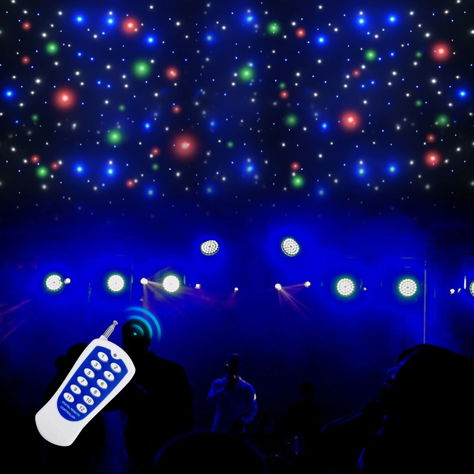 LED Stage Backdrop w/ Remote 13*13FT LED Star Light Curtain Backdrops Galaxy Starry Background Props Photography Night