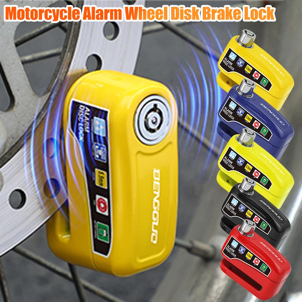 Motorcycle Alarm Wheel Disk Brake Lock with Keys Bicycle Alarm Disc Brake Electric Lock Anti Theft for Bicycle Motor Scooter