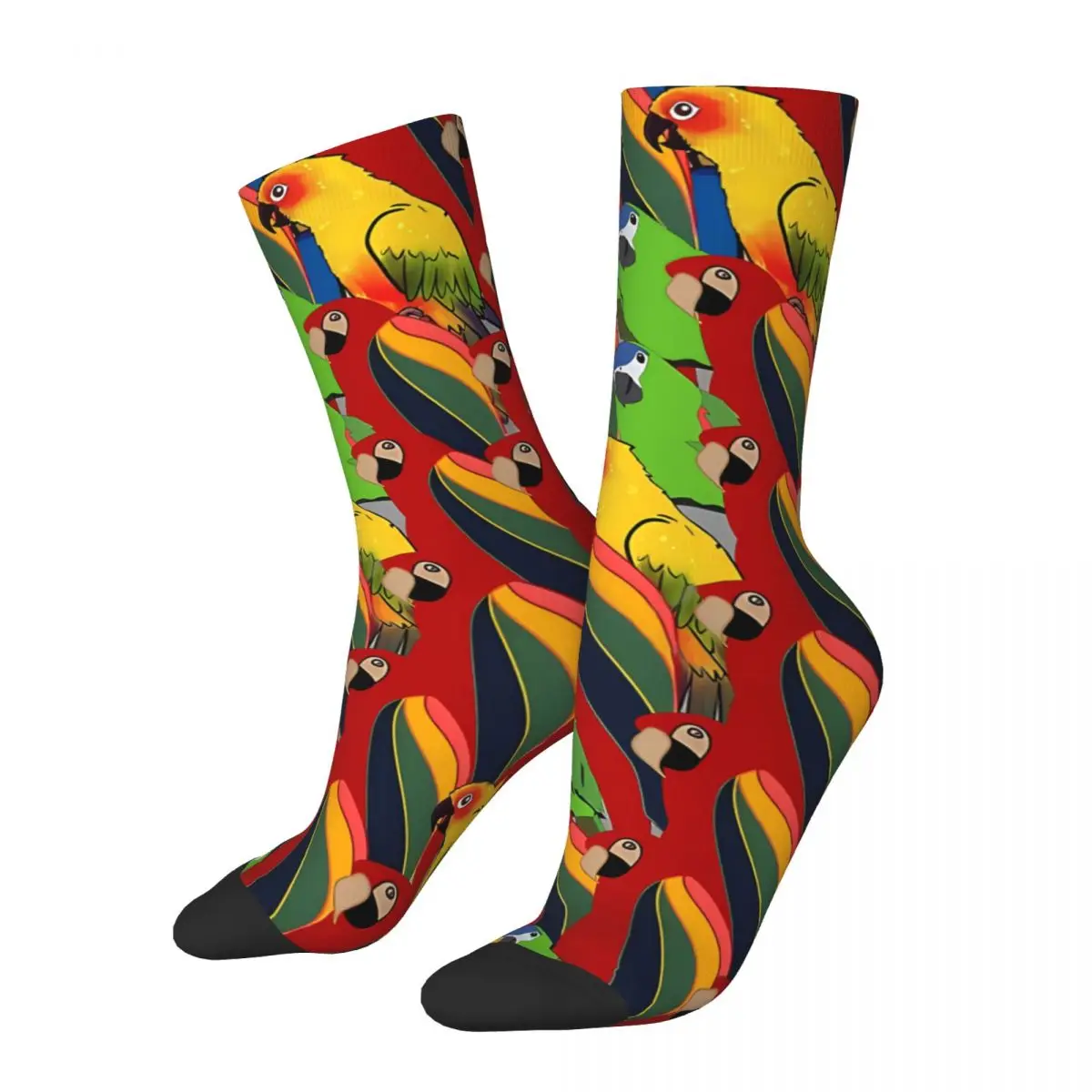 

Retro Green Red And Blue Parrot Men's Socks Parrot Pet Bird Unisex Harajuku Pattern Printed Happy Crew Sock Gift