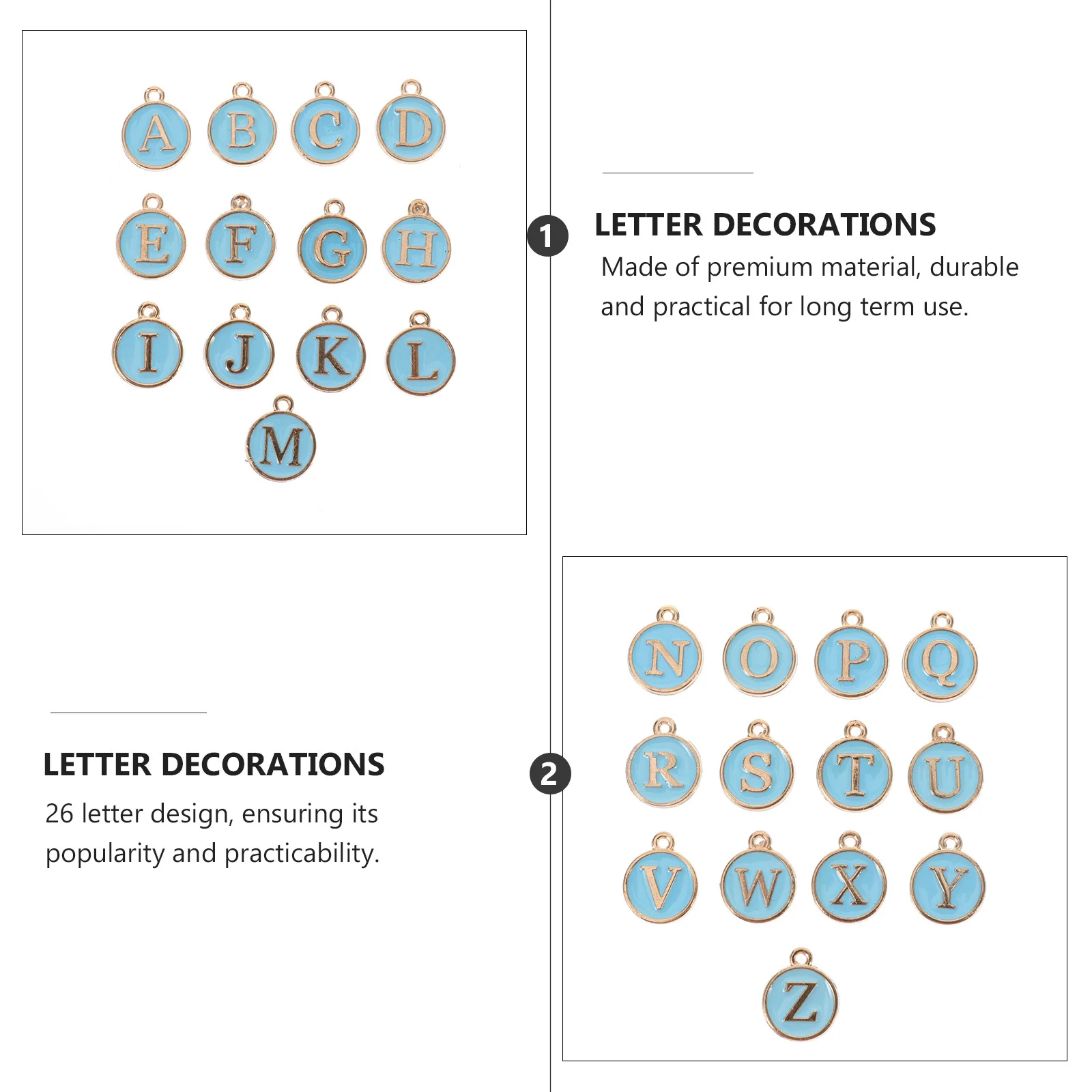 

26Pcs Fashion Adorable Alphabet Pendants DIY Attractive Letter Ornaments for Jewelry Making Unique Gift Ideas Decorations