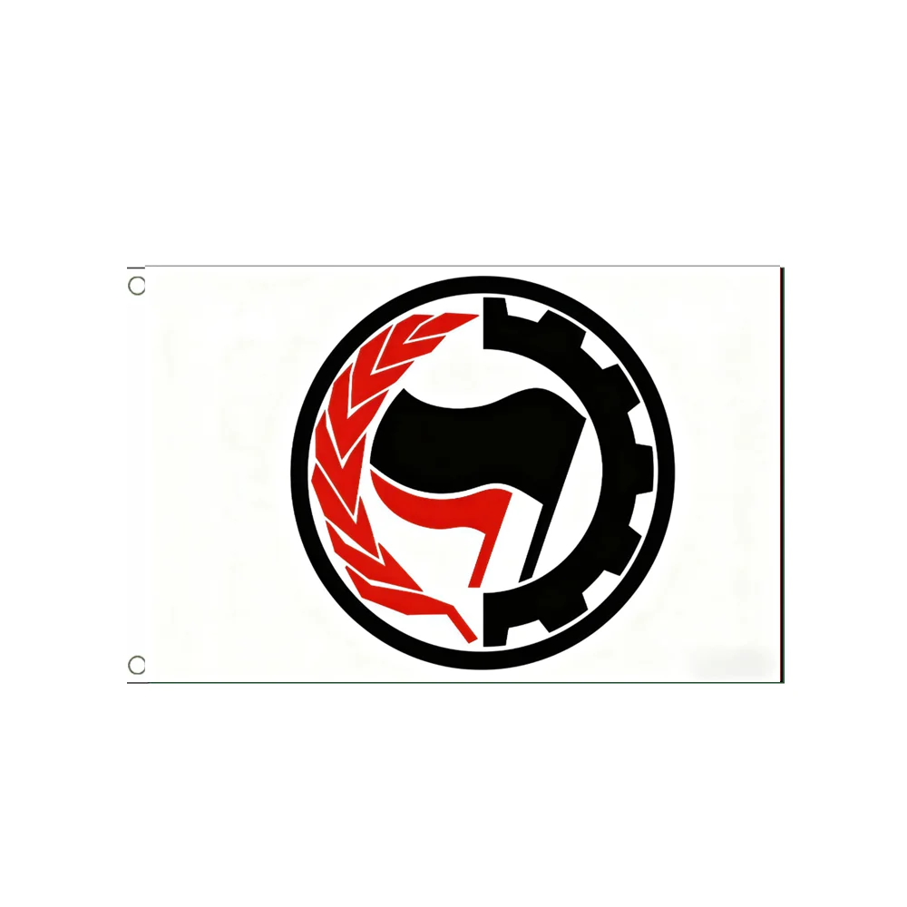 

Anarcho-Communist Syndicalist Flag Red Black Gear Wheat Ear Symbol Banner 2x3ft 3x5ft Polyester Outdoor Flag for Protest & Decor