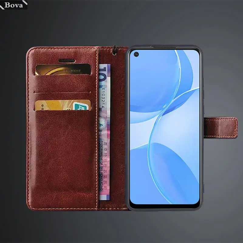 ผู้ถือบัตรสําหรับOPPO A53 5G / A72 5G / A73 5G PuหนังฝาครอบRetroกระเป๋าสตางค์ติดตั้งกรณีธุรกิจFundas coque