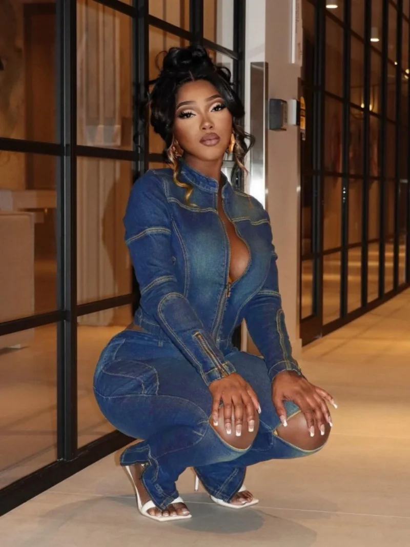 스트리트웨어 데님 투피스 세트 여성 의류 봄옷 여성 청자켓 탑 홀 스키니 진 팬츠 세트 카우보이 트랙수트