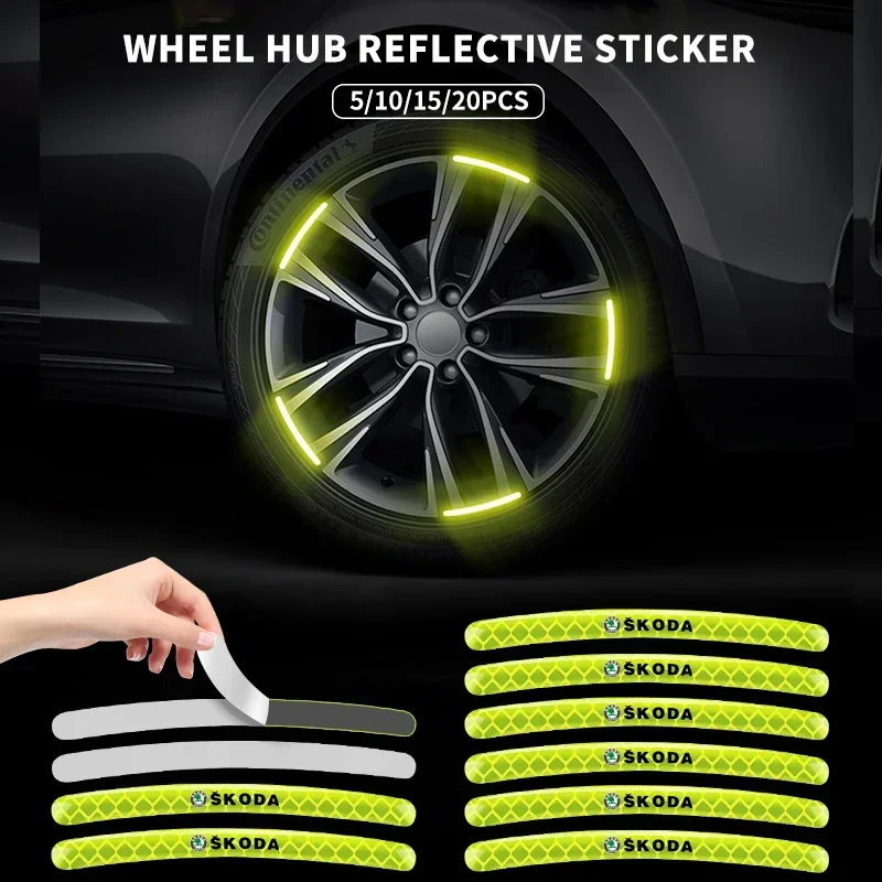 

Car Wheel Hub Reflective Sticker Car Night Driving Safety Sticker For Skoda Octavia Fabia Kamiq Kapoq Kodiaq Rapid SCALA Superb