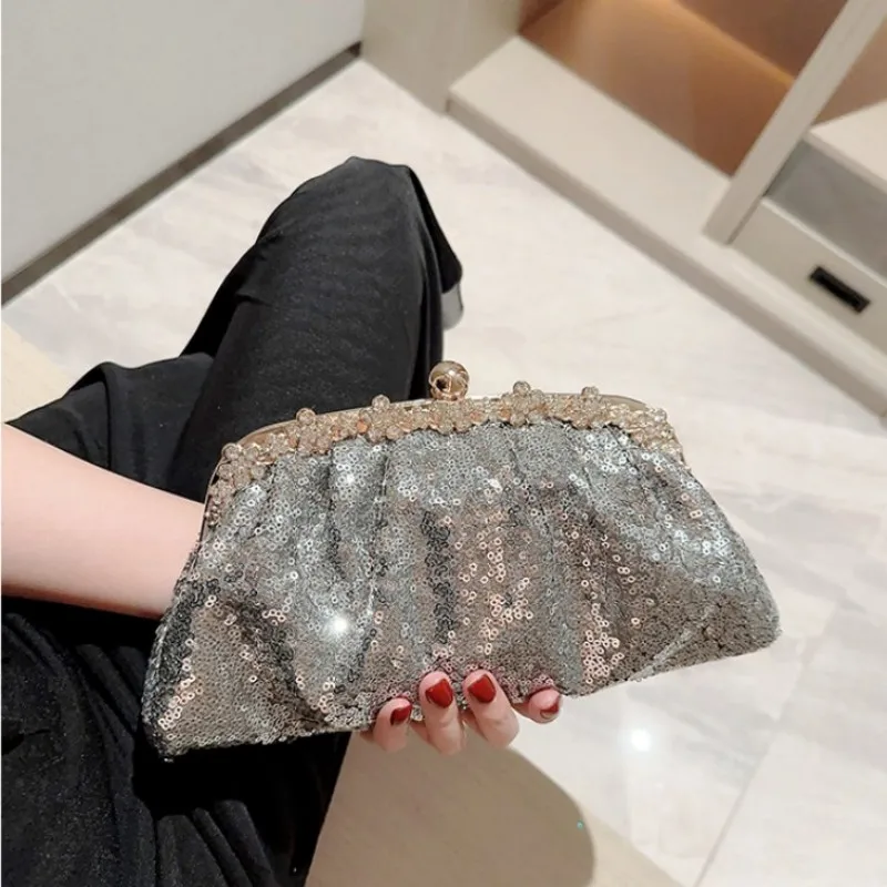 Dark Blue Clutch Bag Women Bling Sequin Purses and Handbag Diamonds Women\'s Wallet Chain Shoulder Female Party Clutch Z246