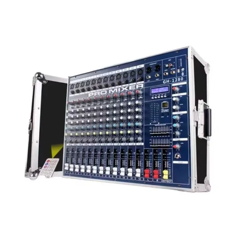 Professional 8-Channel Digital Audio Mixer with USB Bluetooth Mp3 Computer Input 99 Reverb Effects for DJs Radio Tuner Music Use