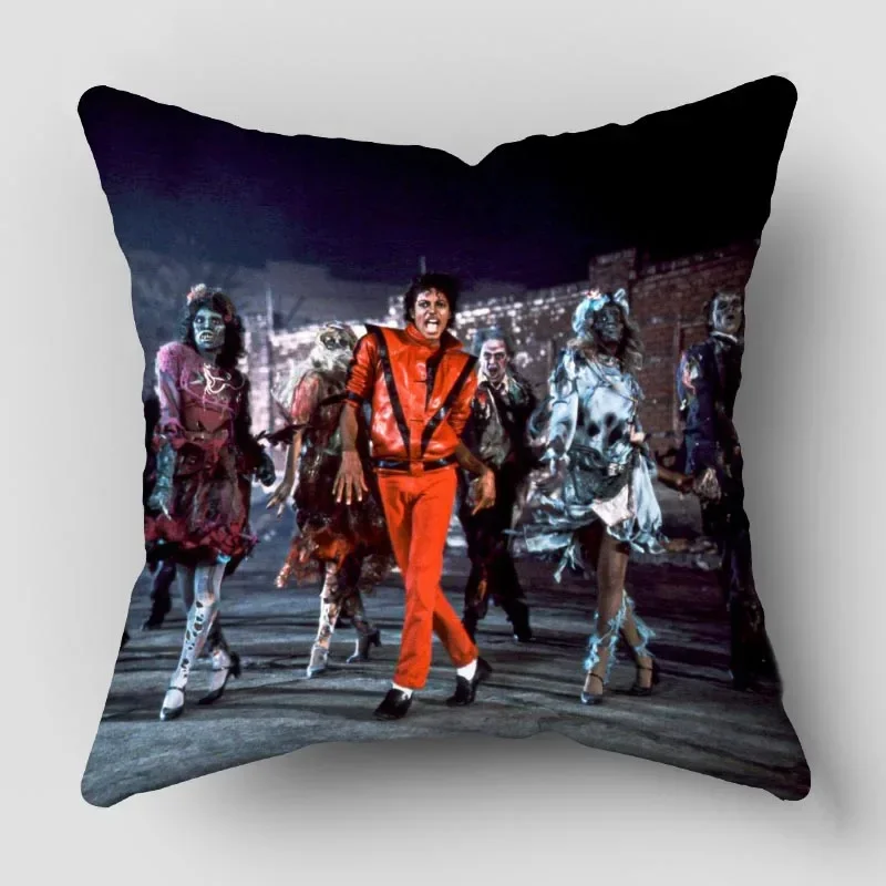 Michael Jackson Pillowcase Polyester Fabric Printed Square Zip Decor Home Cushion Cover