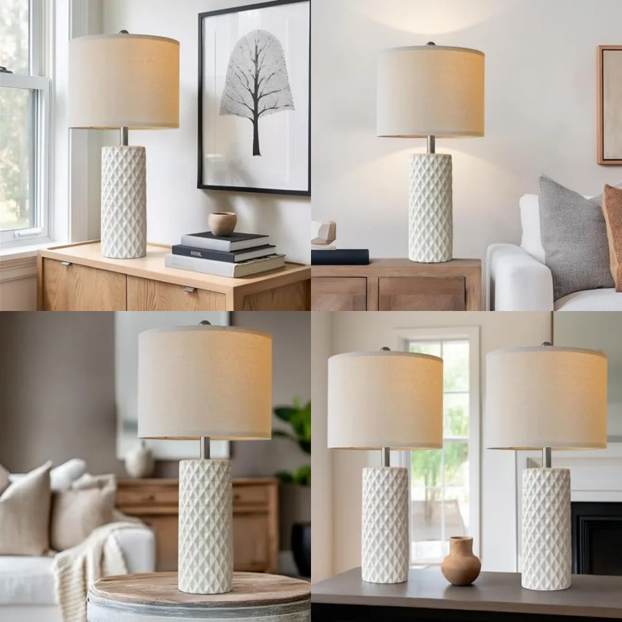 

26" Tall Table Lamp for Living Room - Lamps Set of 2 Modern Ceramic Lamps for Night Stands, Bedside Lamp for End Tables, Nights