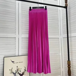 2024 Summer Fashion Long Tutu Tulle Skirts Women Elastic Irregular High Waist Pleat Maxi Long Skirts Party Evening Skirt