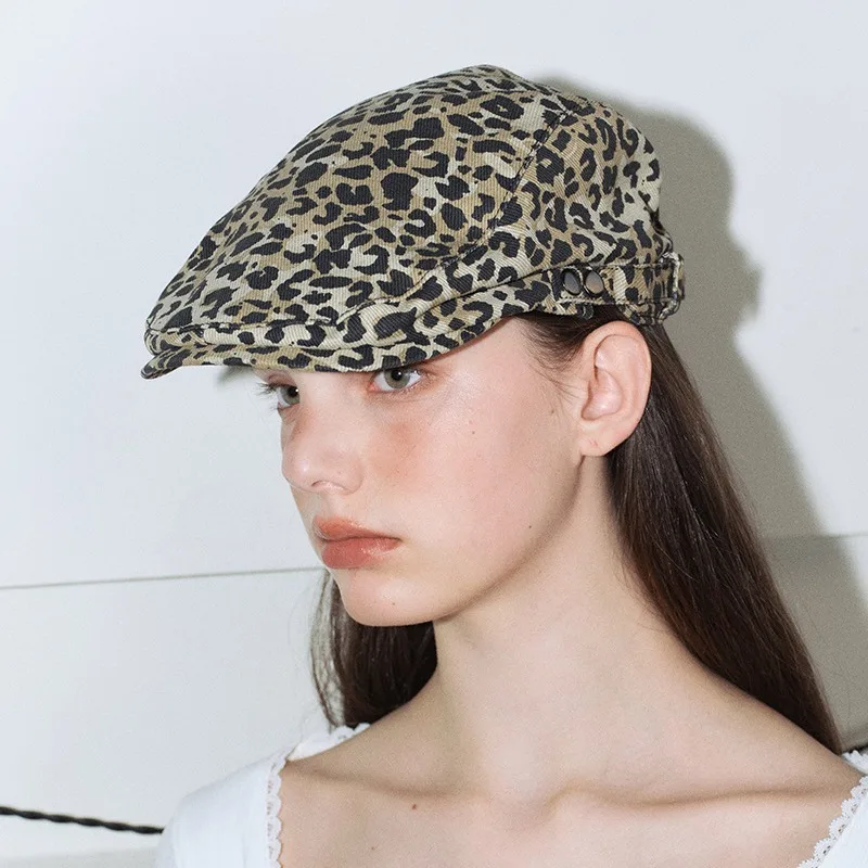 Flat Cap leopard Printed Newsboy hat Women Winter Hat Cabbie Driving Hunting Cap Adjsutable Gatsby Beret Hat Ivy Hat