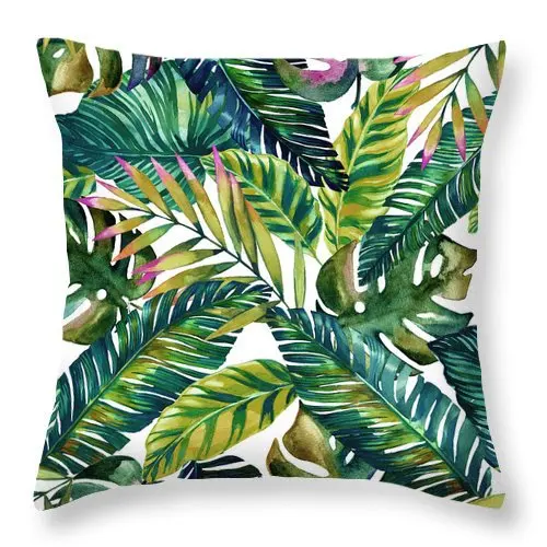 

Fresh Green Leaves Throw Pillow 45*45cm Case Polyester Decorative cases Home Decor Sofa