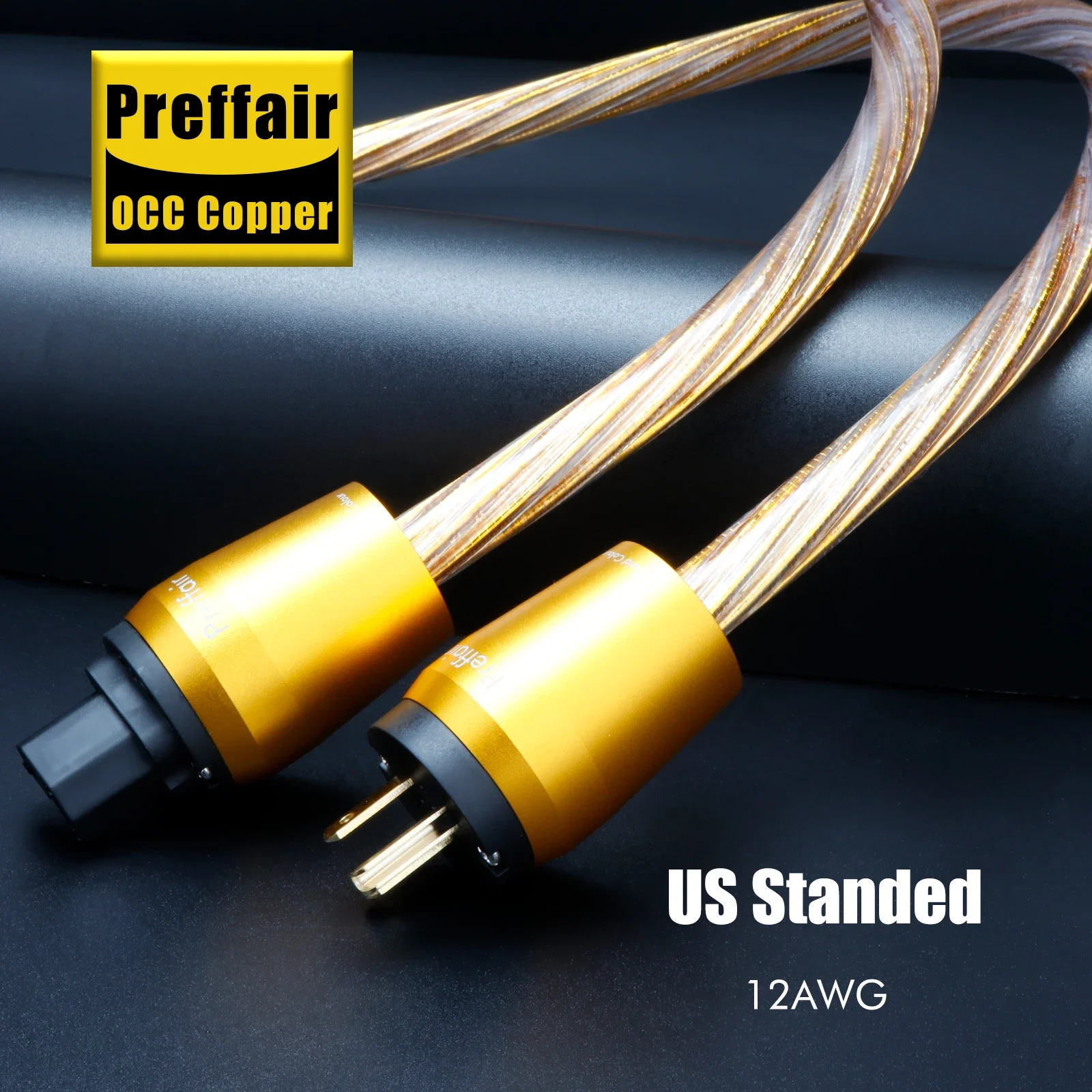 Audiofiele voedingskabel Goud OCC Verzilverd netsnoer 12AWG voor Versterker IEC 320 C15 Audio EU/US/AU Versie Power Draad