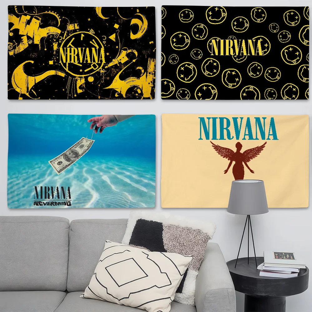 Flagge der Rockband N-Nirvana, geeignet für Geburtstagsfeiern, Wohnzimmer, Schlafzimmer und Outdoor-Camping-Dekorationen