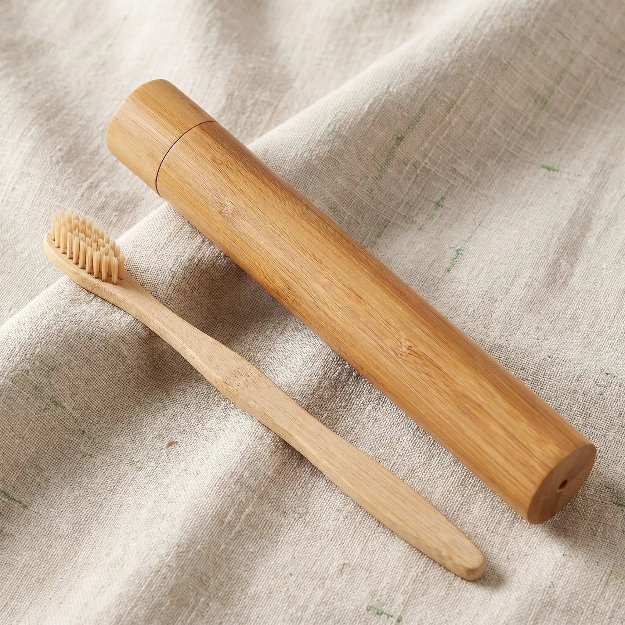 4 PCS Portable Toothbrush Cartridge Bamboo Storage Holder Camping Covered Case Travel