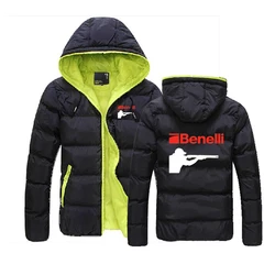 BENELLI 남성용 총기 로고, 클래식 6 색 후드 면 패딩 의류, 편안한 코트, 가을 및 겨울 인쇄