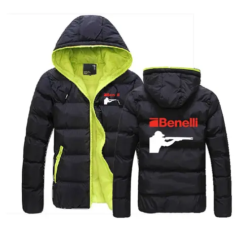 BENELLI Gun Firearms Logo Men Autumn and Winter Printing Classics Six-Color Hooded Cotton-padded Clothes Comfortable Coat