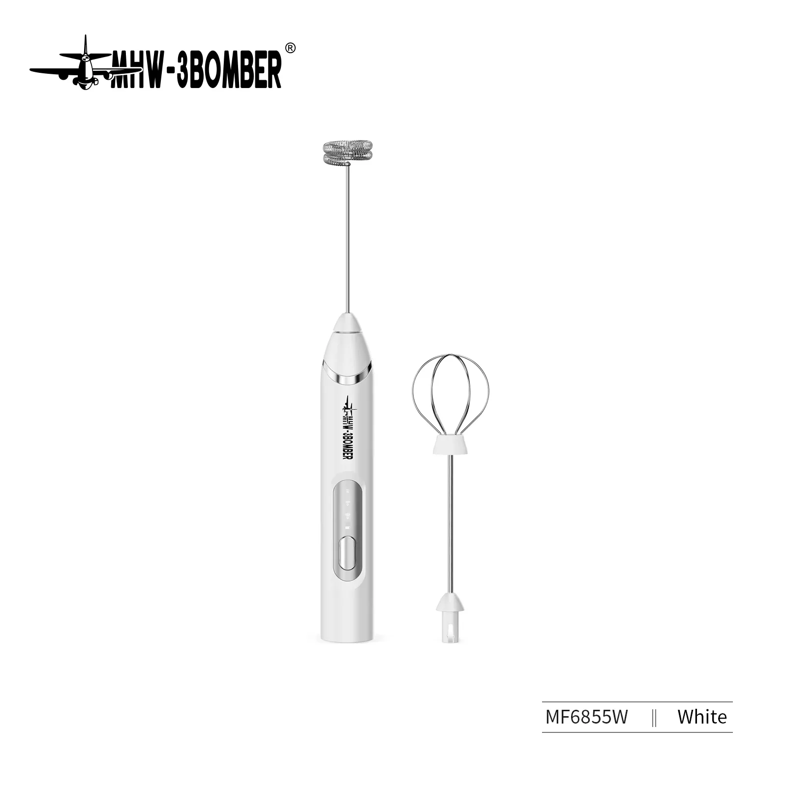 MHW-3BOMEBR Oplaadbare Melkopschuimer Handheld Elektrische Schuimmaker Roestvrijstalen Garde Drink Mixer Foamer voor Latte/Cappuccino