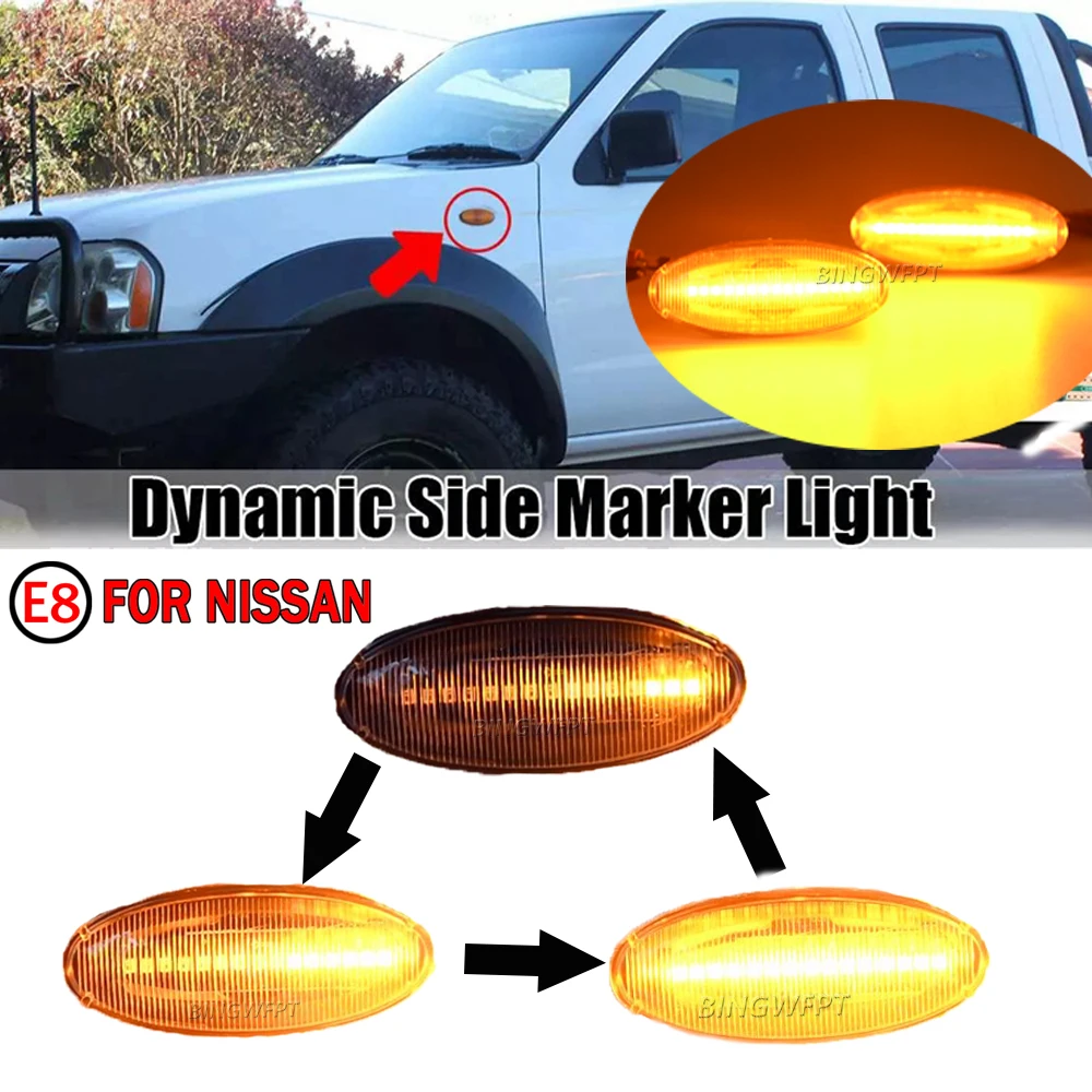 2pcs Scroll Indicator Lamp LED Dynamic Turn Signal Side Marker Light For Nissan Navara D22 NP300 1998-2005 Datsun Frontier Fiera