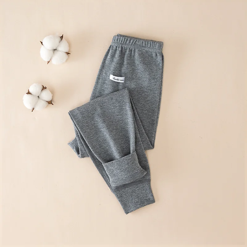 Children's Boys and Girls Long Johns Pure Cotton Spring and Autumn Leggings Polished Boneless Class A Thermal Pants Home Wool