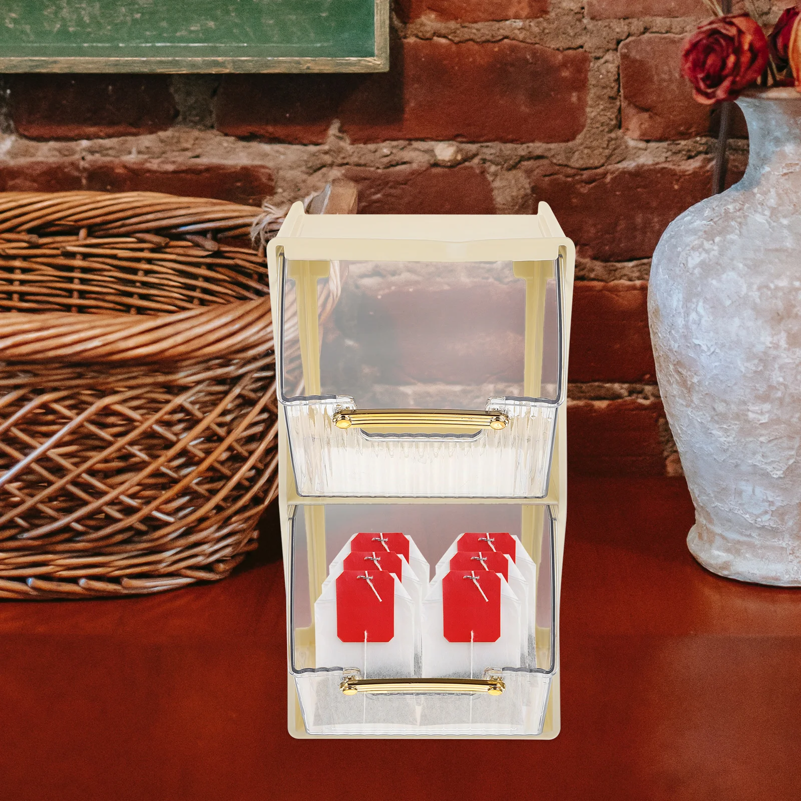 

Tea Bag Storage Box Coffee Organizer Creative Shelf Condiment Capsule and Packet Holder The Pet Container