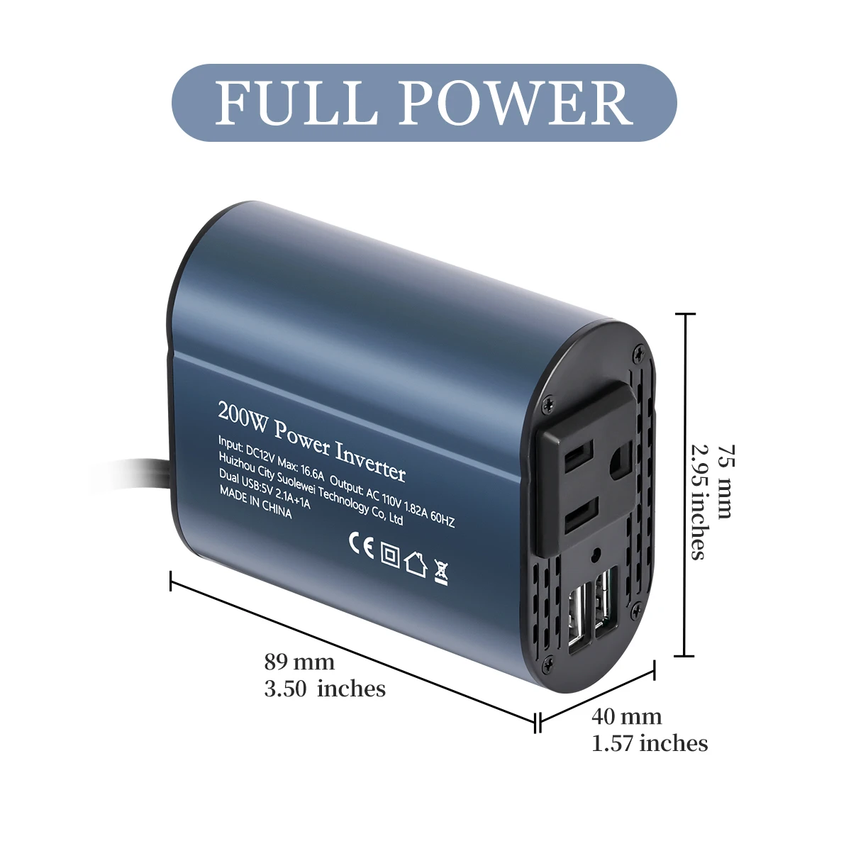 تيار مستمر 12 فولت إلى التيار المتناوب 110 فولت 60 هرتز المحمولة محول جهد السيارة شاحن محول 200 واط محول اكسسوارات السيارات