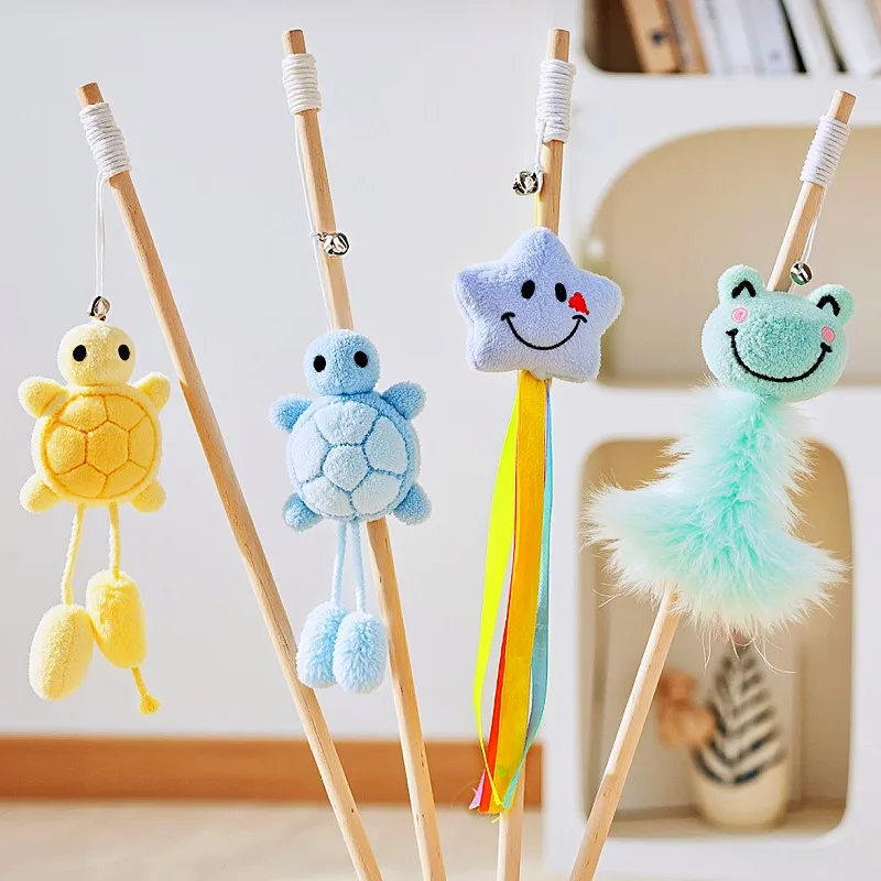 

Cat Toy Feather Cats Stick Plush Tassel Sticks Cat Toys Interactive Wood Handle Toys for Cats Scratch Cat Teaser Toy with Bell