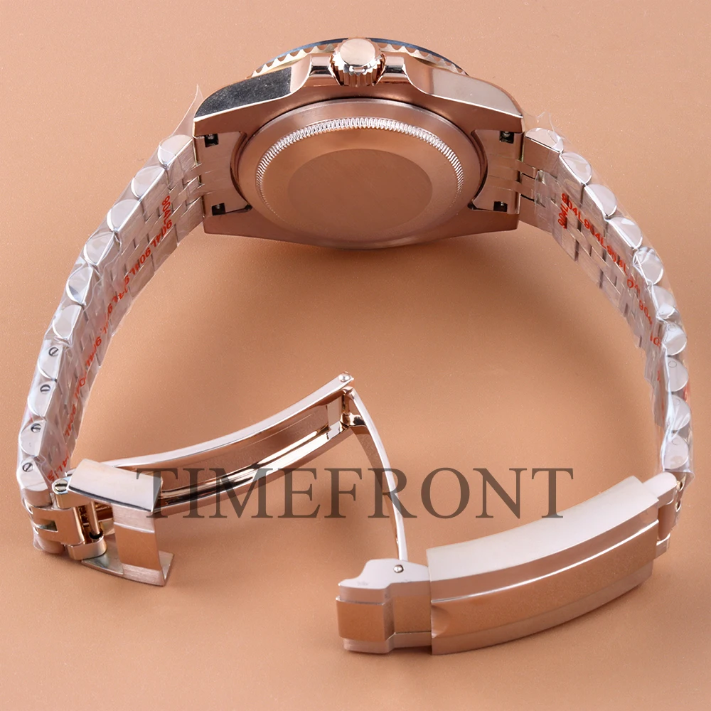 Para Submariner GMT 40mm caja de reloj correa de Jubileo ajuste de acero inoxidable Nh35 Nh34 Nh36 Nh38 movimiento 28,5mm Dial caja de oro rosa