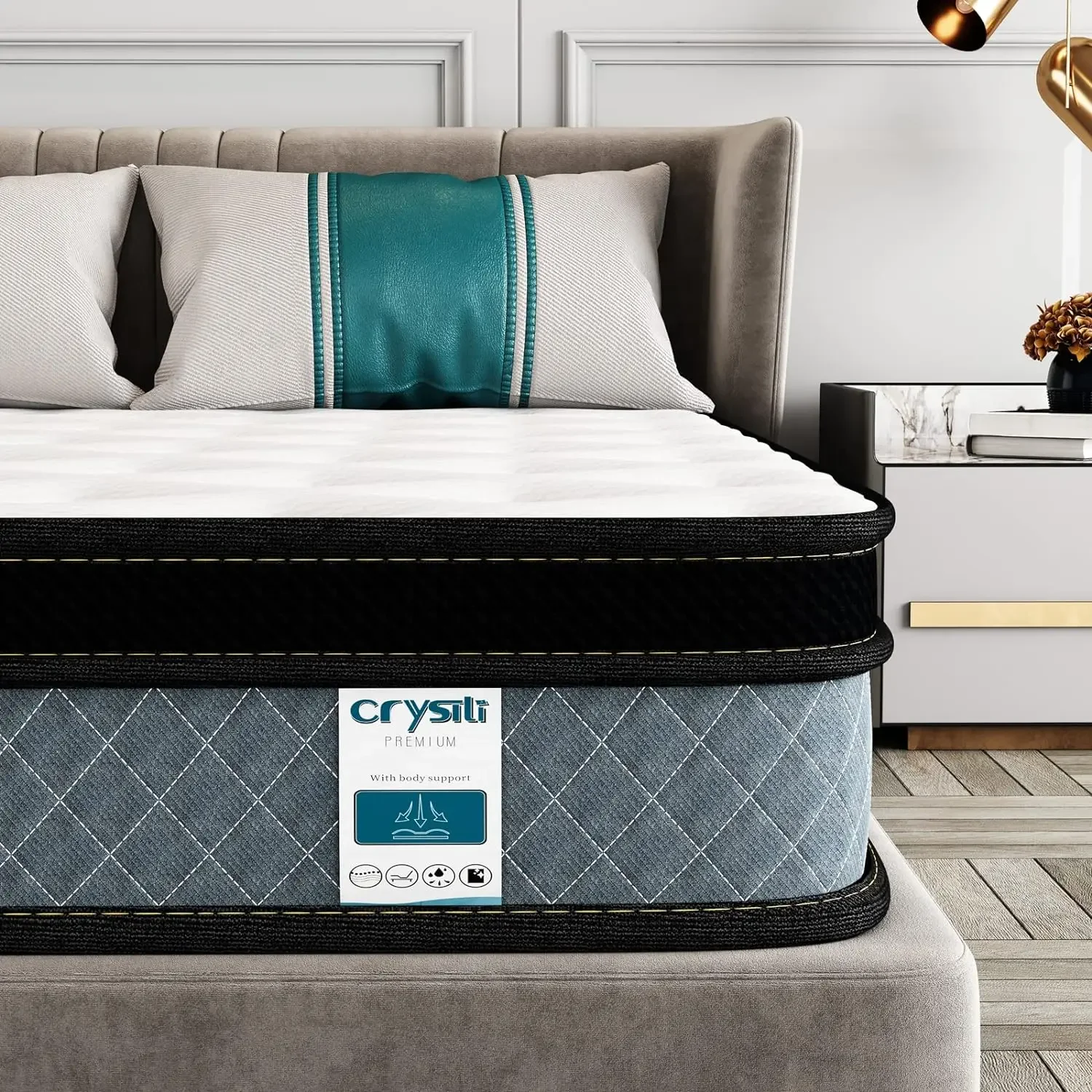 

Furniture supplies Crystli King Mattress, 10 Inch Memory Foam Mattress with Innerprings Hybrid King Mattress in a Box Pressure R