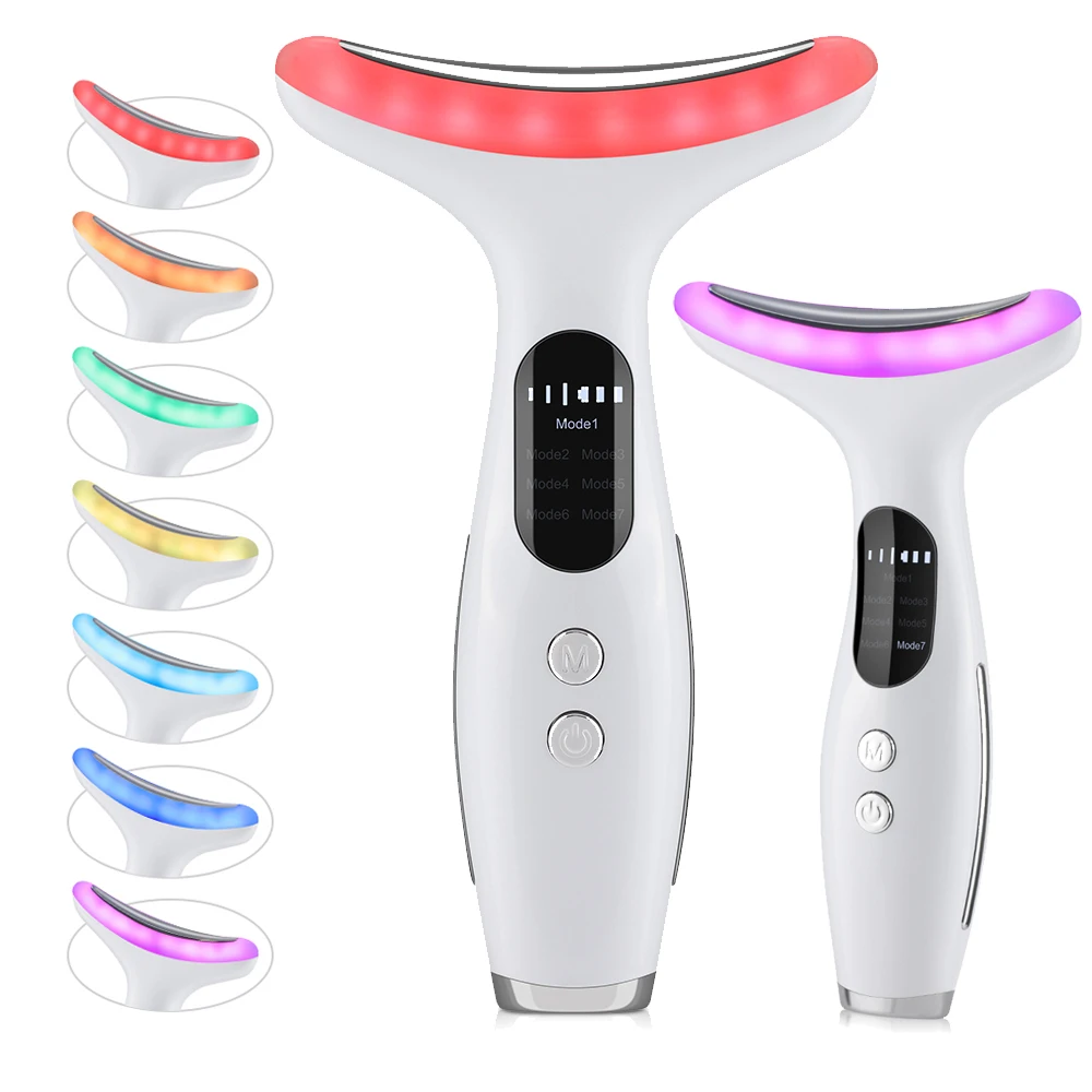 EMS Face Neck Beauty Instrument Anti Wrinkles Face Lifting Massager 7 Colors LED Light Skin Rejuvenation Home Use Beauty Devices