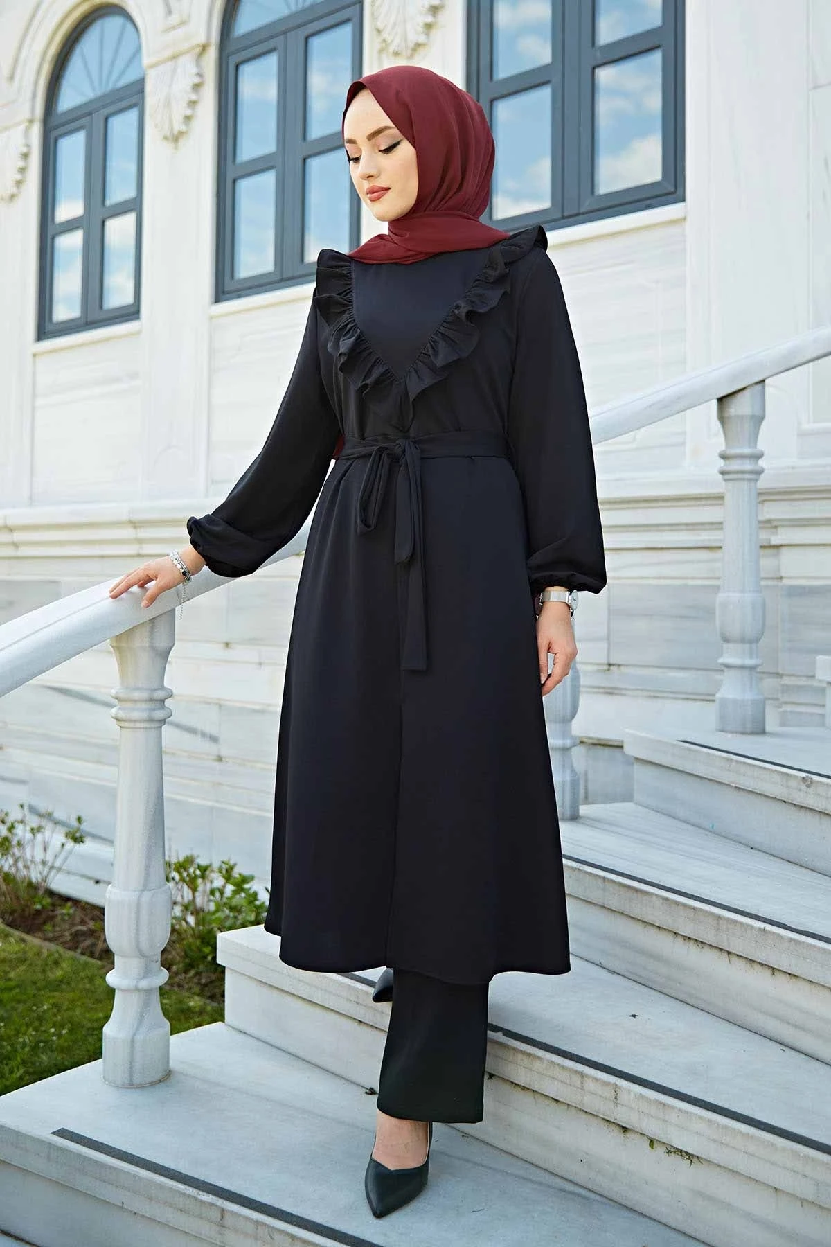 

Women's Dual Suit Kombin Bottom Top Muslim dress hijab Muslim üstleri women suit 2021 abayas Set Lady