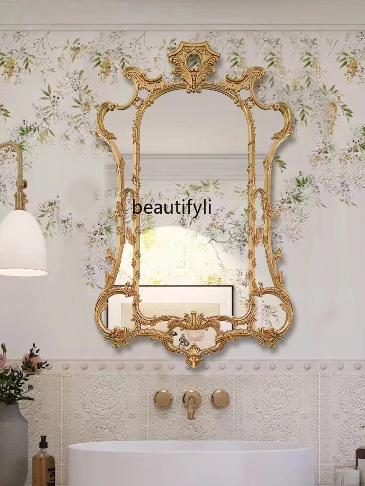 NQ Neoclassical bathroom  French retro fireplace mirror decoration  European bathroom mirror wash