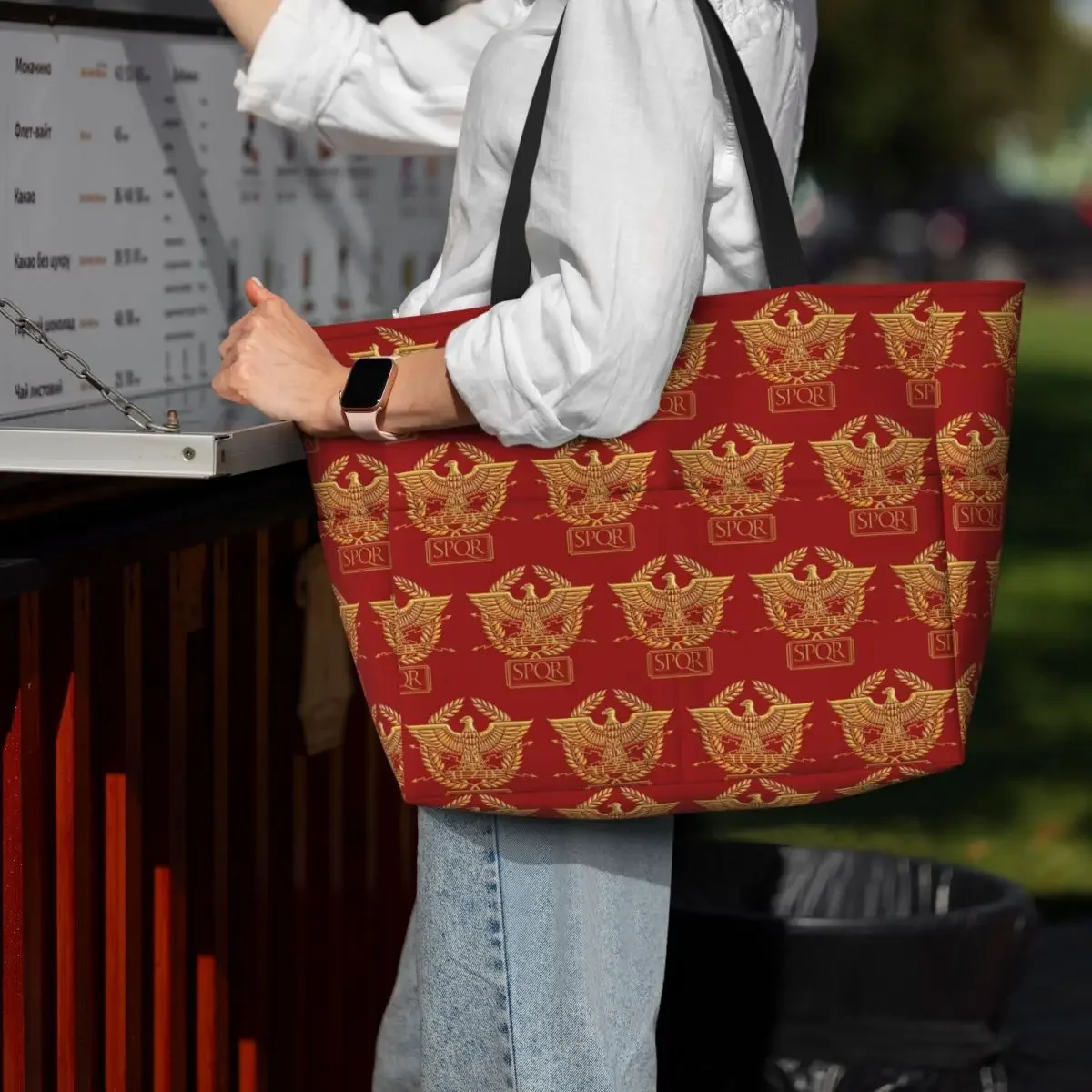

Gold Roman Aquila Eagle SPQR Beach Tote Bag Sport Gym Yoga Duffle Large Tote Bag Women Travel Bag Fitness bag