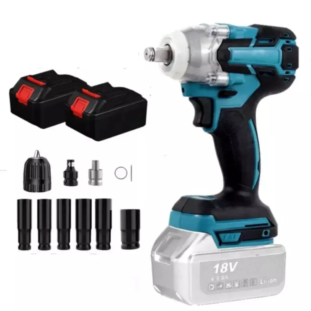 Electric Impact Wrench Cordless Brushless Electric Wrench LED 1/2 inch  Screwdriver Power Tools Compatible Makita 18V Battery