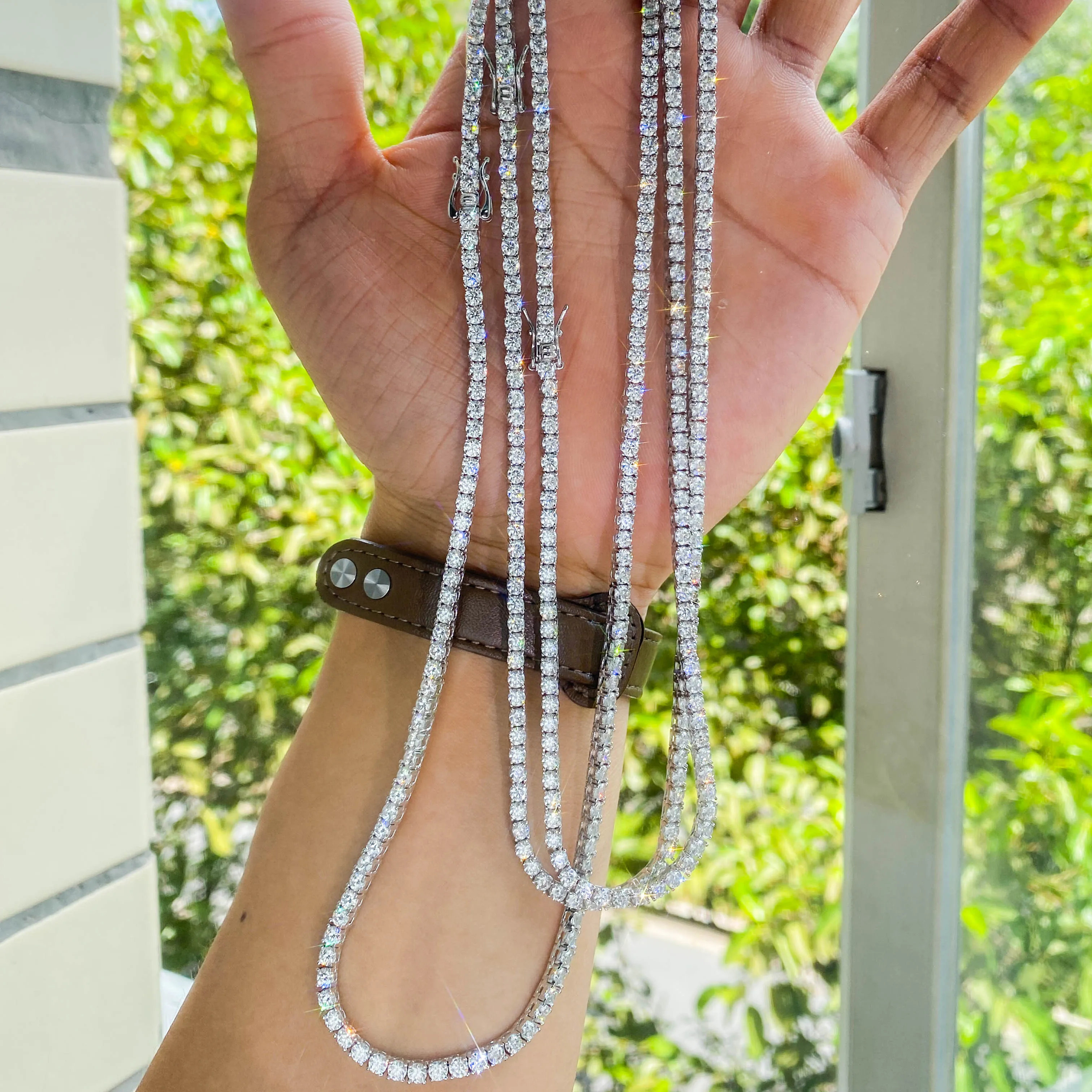 

Теннисная цепочка из стерлингового серебра с муассанитом, ожерелье 3 мм/4 мм/5 мм/6 мм, круглая огранка, сверкающее хип-хоп, повседневная одежда, ювелирные изделия для мужчин и женщин