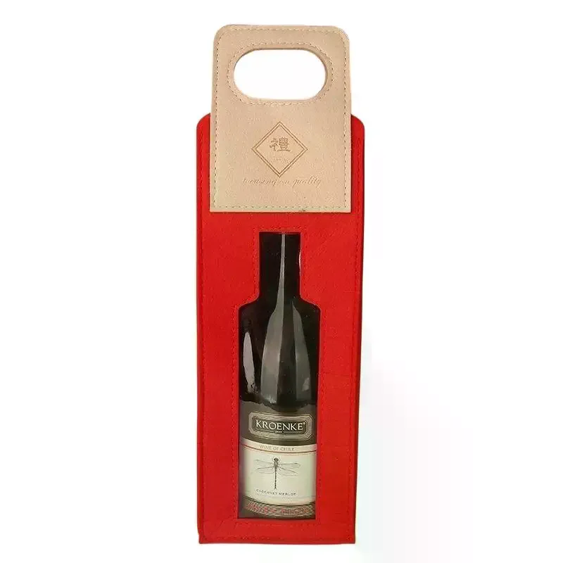 Bottle Holder Wine Box Non-woven Fabric With Handle Wine Gift Bag With Transparent Window Portable Champagne Package Bags