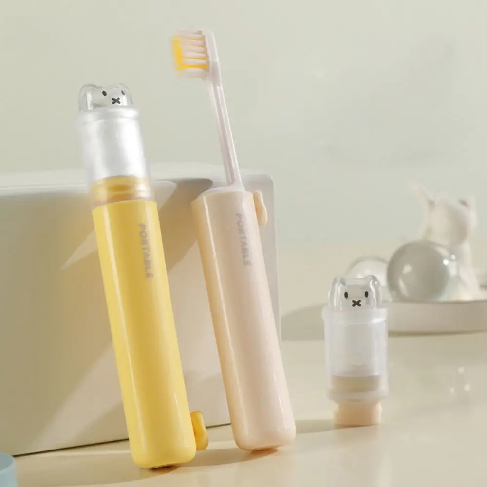 

2-IN-1 Travel Toothbrush Foldable Portable Toothpaste Dispenser Mini Toothpaste Tube Storage Box for Outdoor Camping Travel