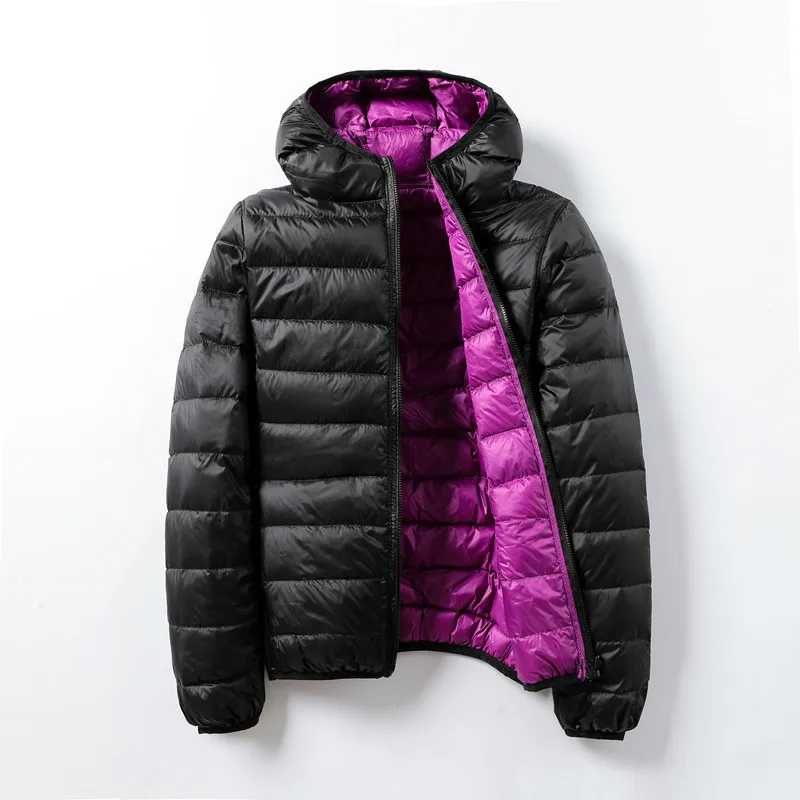 0-10℃ Women Hooded White Duck Down Coats Autumn Winter Female Ultralight Puffy Feather Jackets Windproof Portable Outerwear