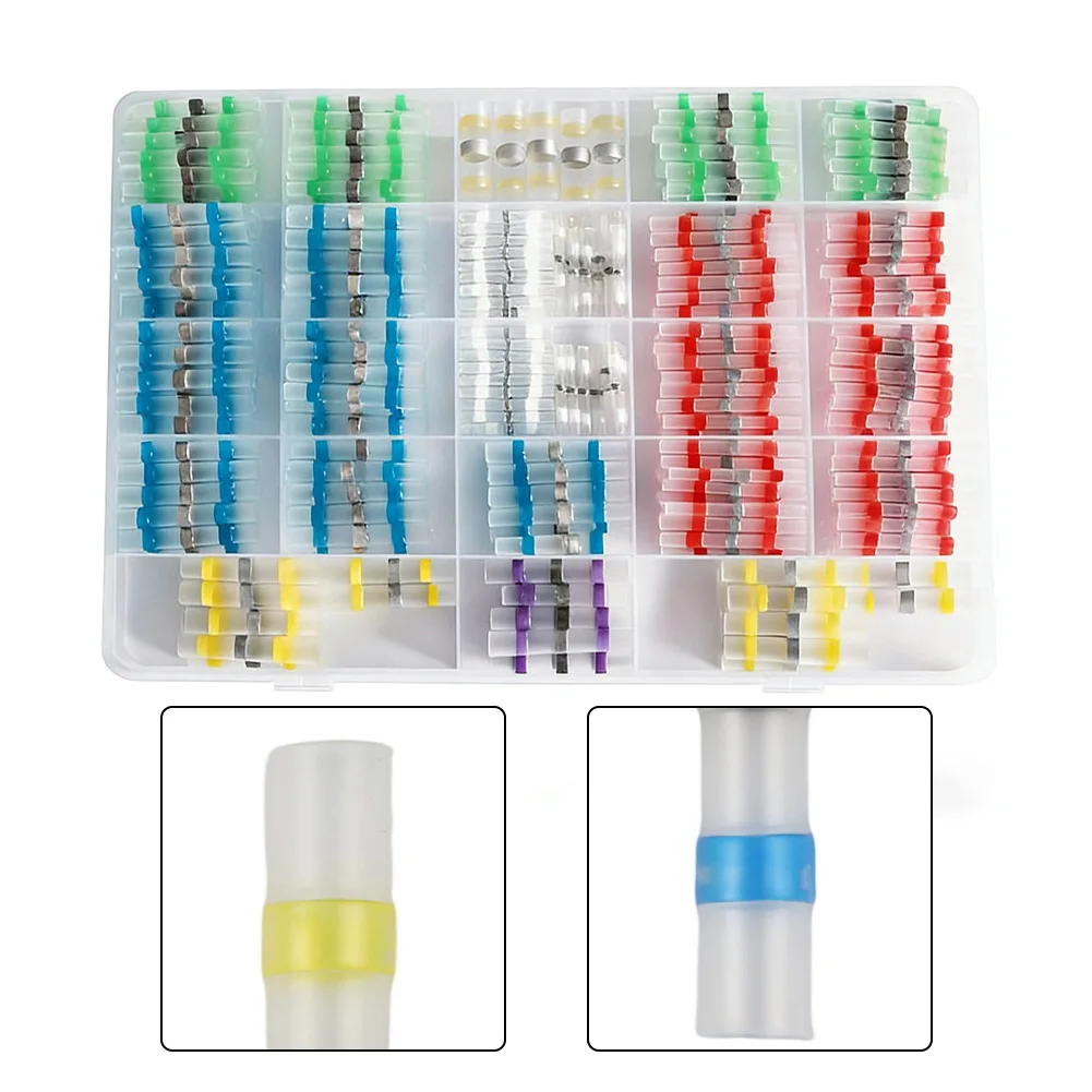 400Pcs Solder Seal Heat Shrink Terminals Kit Waterproof Wire Connector Butt For Automotive Electrical Cable Connection Repair