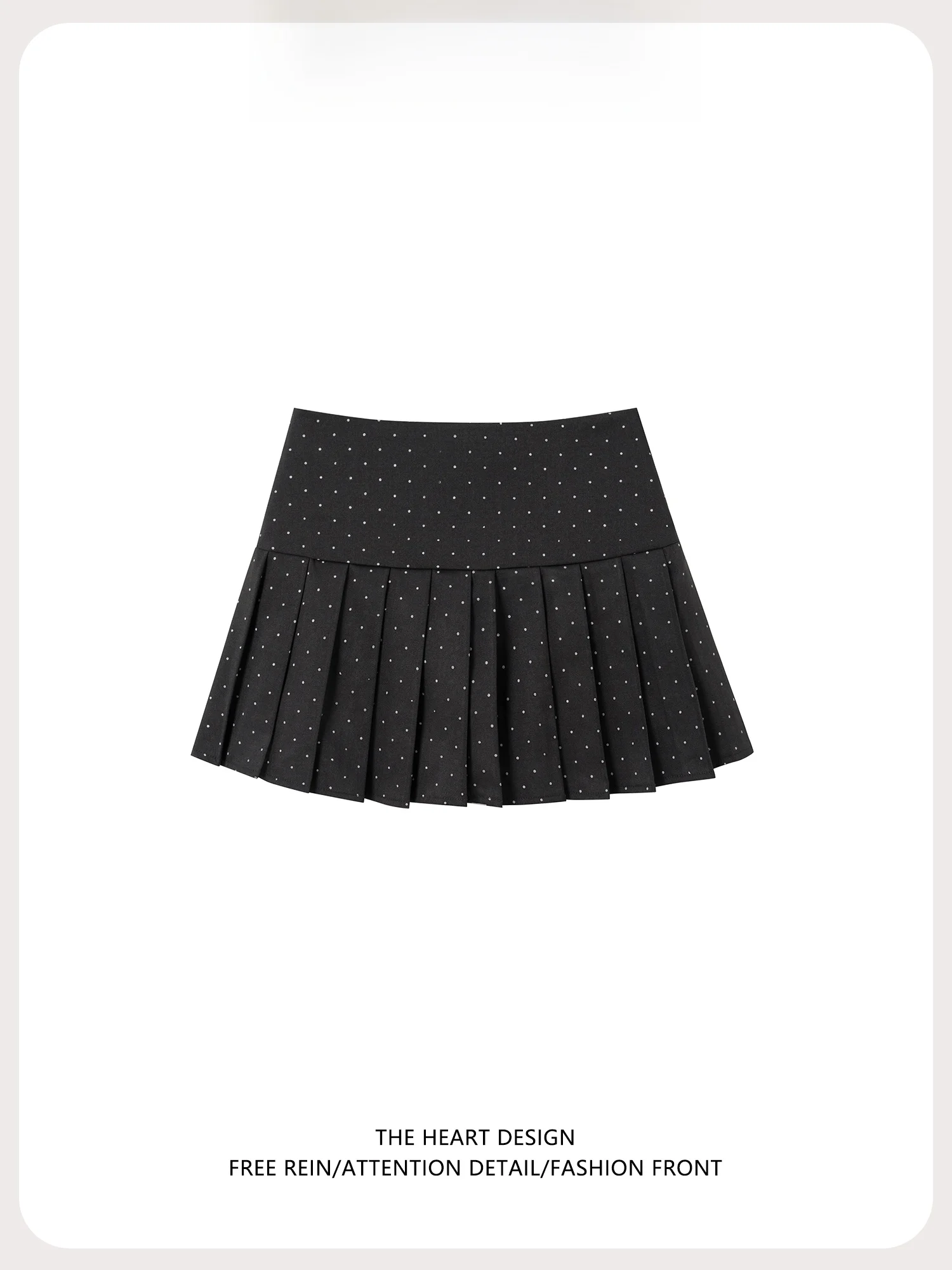 Summer Korean Black Polka Dot A-Line Skirt Women's Slim Fit High Waist  Skirt Anti-Light Short Skirt College Style Zipper