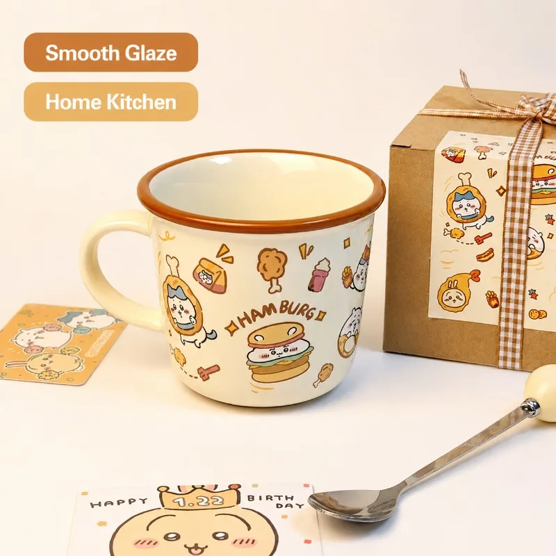 Tasse en céramique Anime Chiikawa, coffret cadeau, tasse à café, tasse à thé, résistante à la chaleur, facile à nettoyer, surface lisse, vaisselle, cadeau d'anniversaire, maison