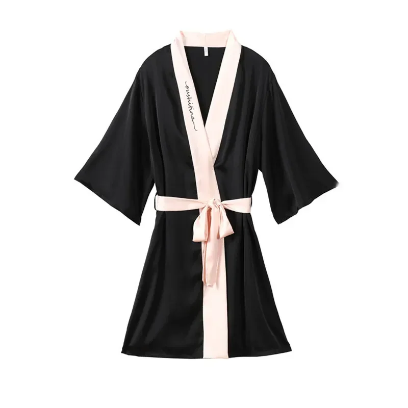 Peignoir d'été sexy pour femme, pyjama tentation, manches courtes, soie glacée fine, robe confortable