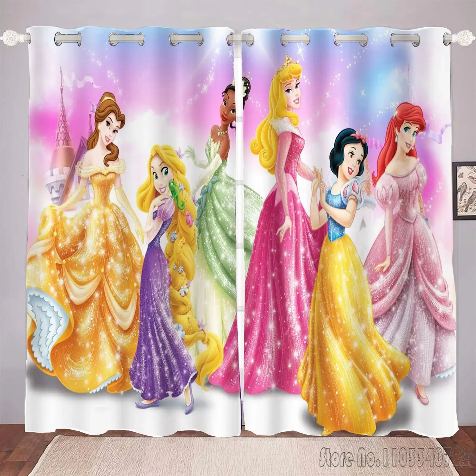 Disney Fairy Princess Window Curtain 3D Print Blackout Curtains Living Room Bedroom Decor Kids Gift