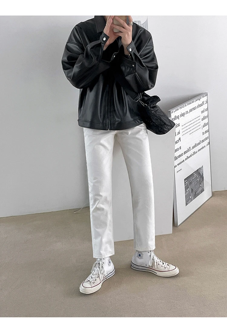 Mauroicardi Spring Autumn Cool Luxury Short Black Soft Light Pu Leather Jacket Men Zipper Casual Mens Jackets and Coats Fashion 22 Sb3460d9a5d4a43b59ecc692aca32ae3av