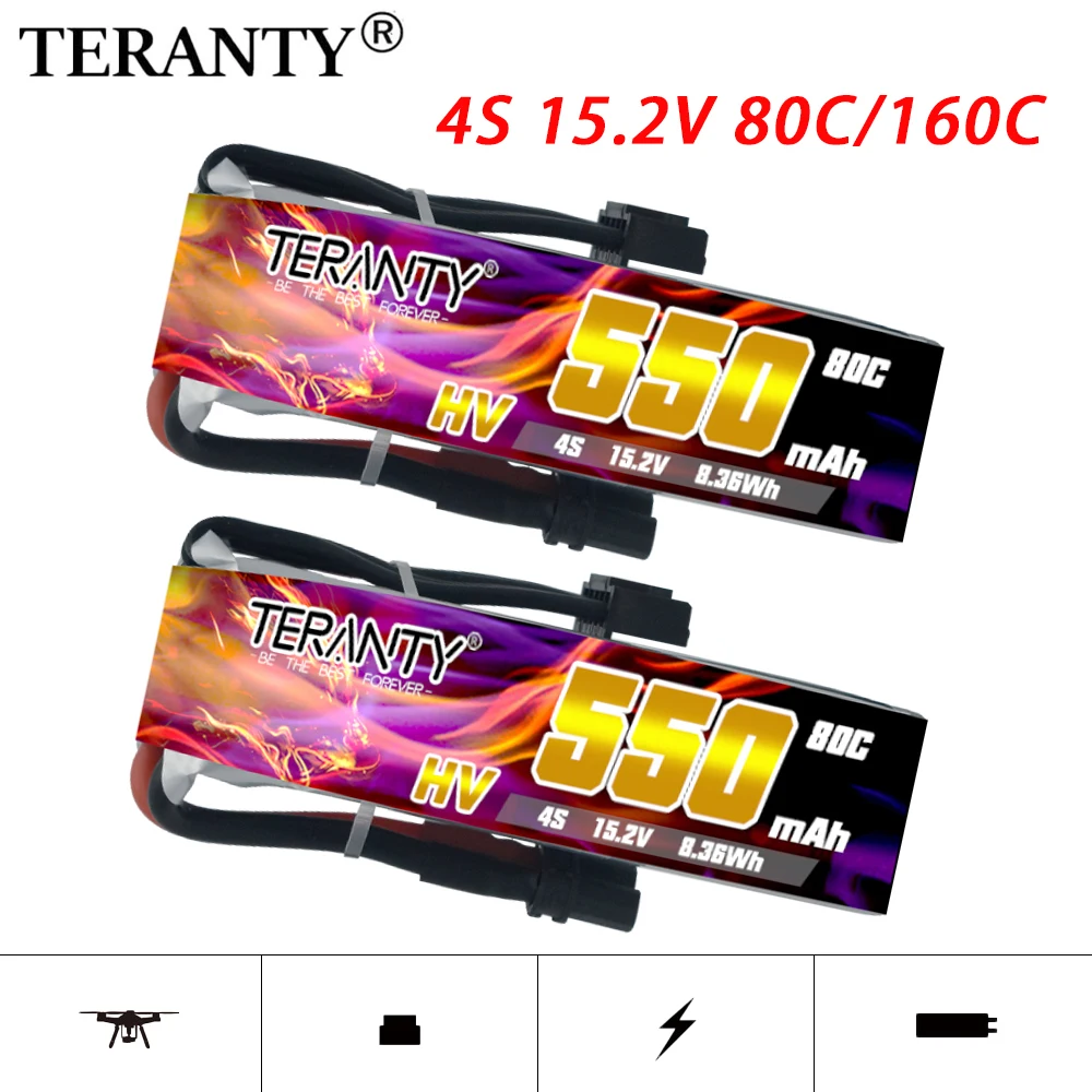 TREANTY 550mAh 4S 15.2V 80C/160C Indoor Traversing Aircraft Model Drone FPV Toy High magnification Aerial Camera Lithium Battery