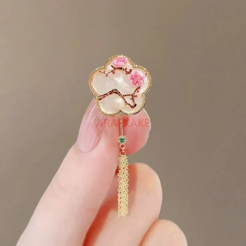 Spilla in stile cinese prugna, orchidea, bambù e crisantemo squisito cheongsam retrò, accessori per nappe con fiori sul petto