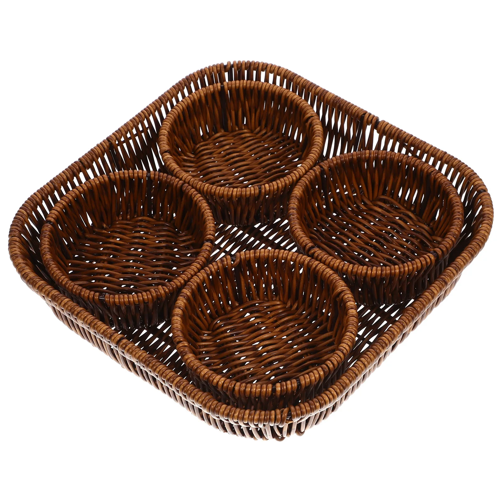 

1Set Elegant Dried Fruit Basket Modern Fruit Bowl Decorative Storage Solution Guest Friendly Design Imitation Rattan Food Bowl