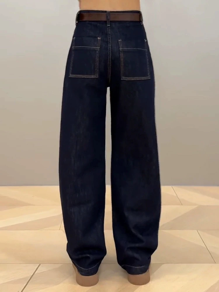 

Джинсы Deep Blue Denim Knife для мужчин, в американском ретро-стиле, рабочие брюки с широкими штанинами, повседневные, износостойкие