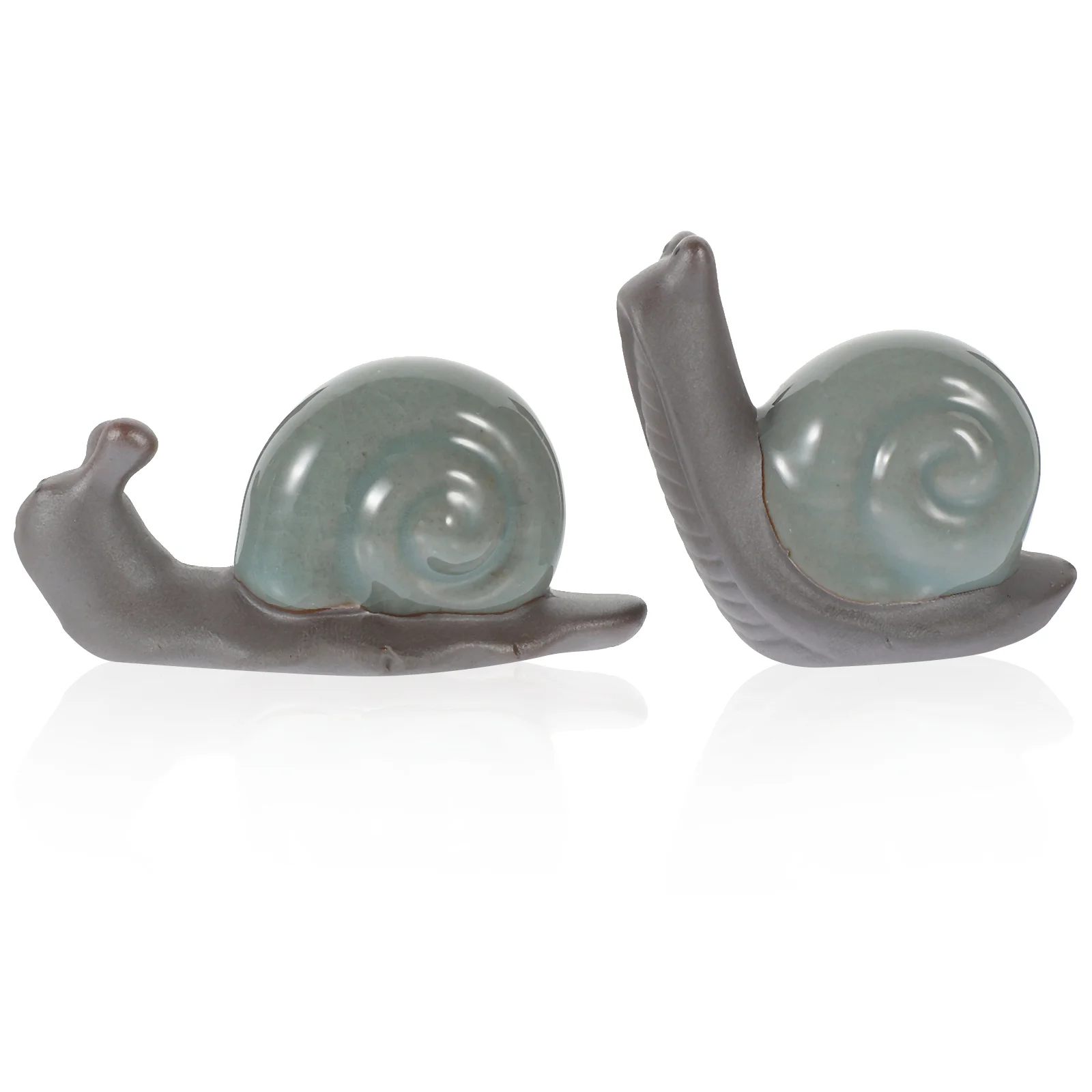 

2 Pcs Ornaments Tea Table Adornment Snail Statue Desktop Decor Car Gift Retro Ceramics Chic Fashion