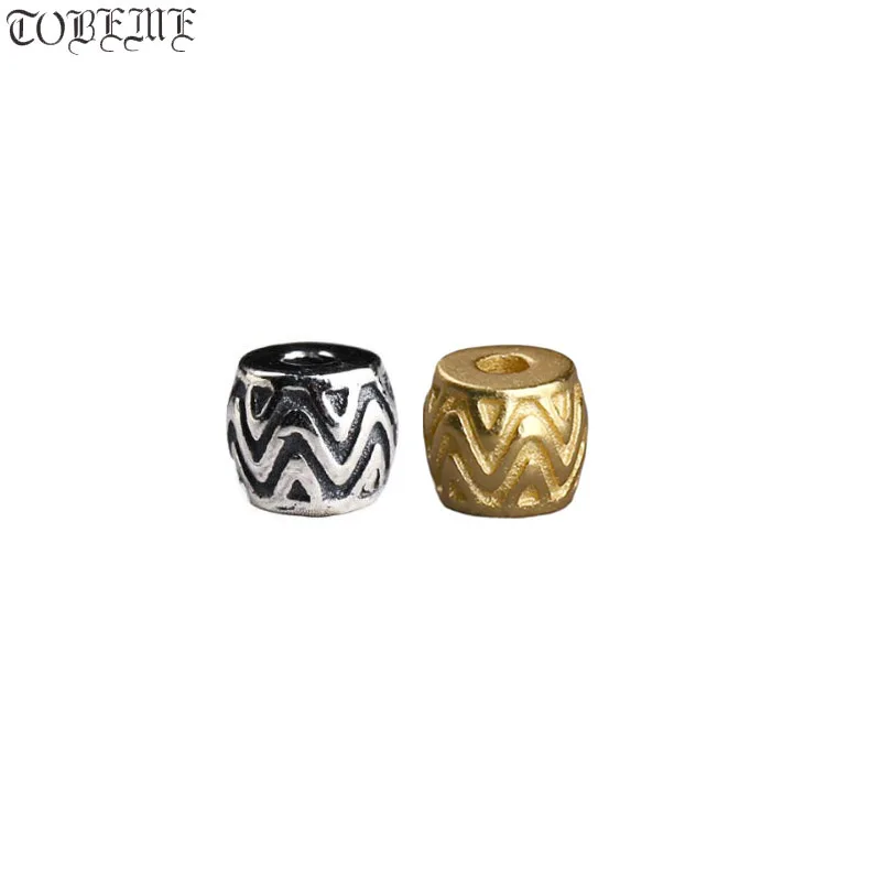 100% 925 Silver Tibetan Wave DZI Bead Sterling Gold Plated Tiger-teeth DZI DIY Jewelry Findings